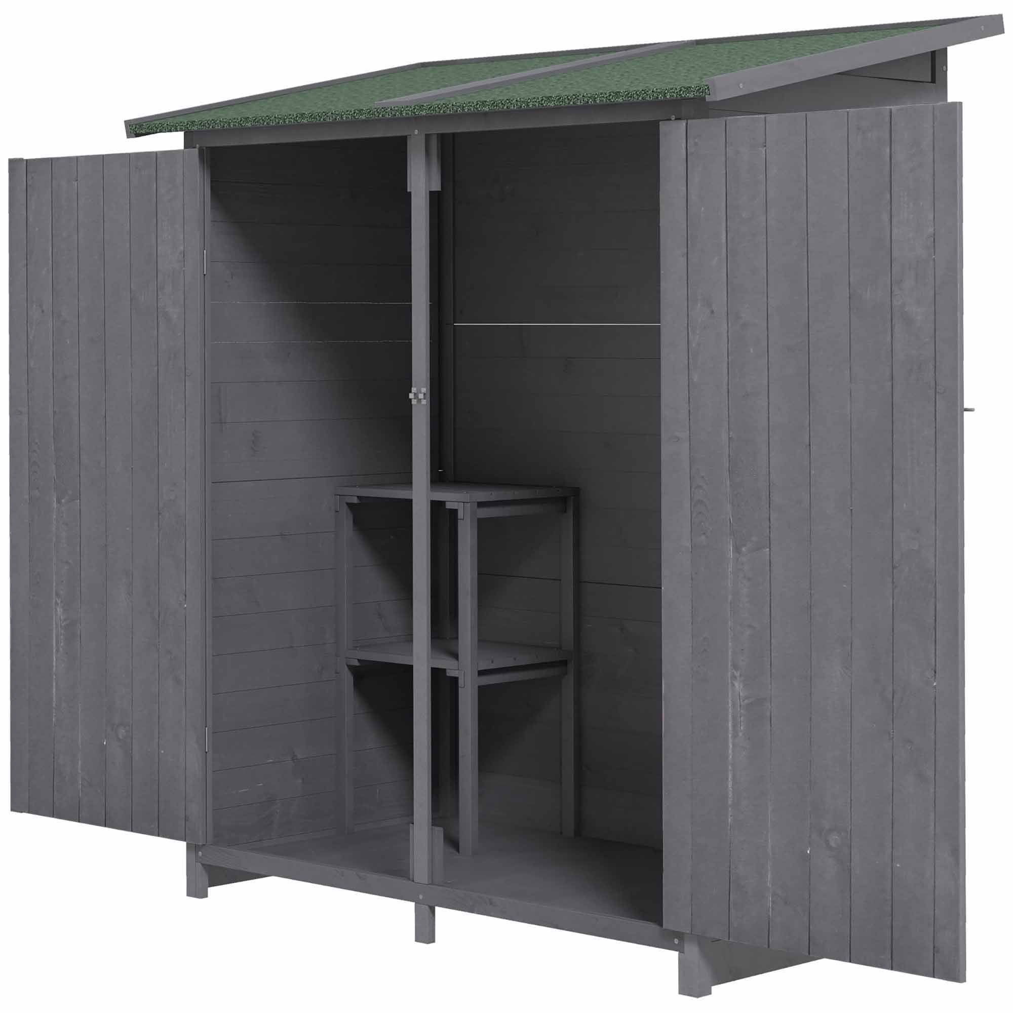 Wooden Garden Storage Shed - Green and Grey 55"L-Patio & Garden > Lawn & Garden > Sheds-DECOROLALA