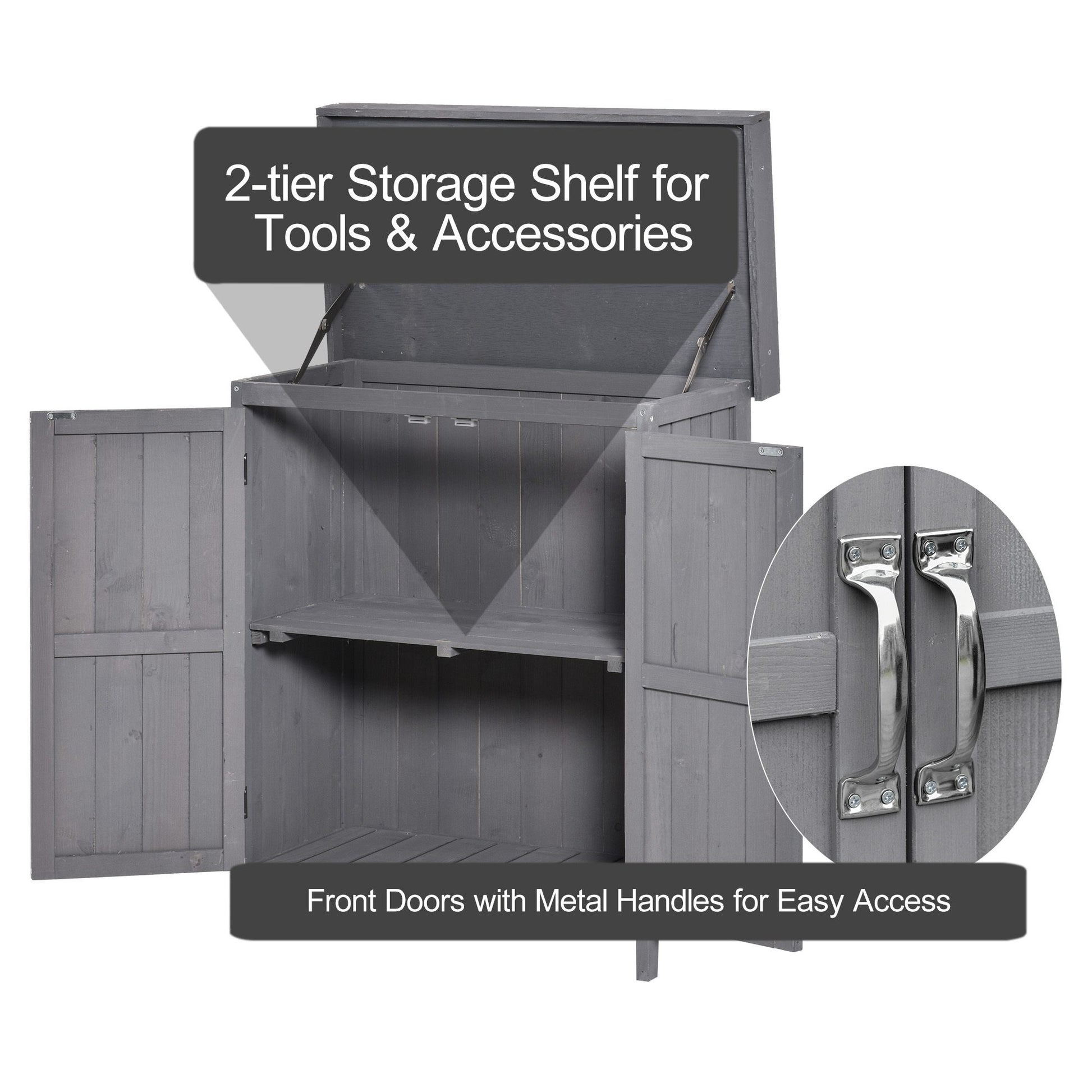 Wooden Garden Tool Storage Shed - Dark Grey 74x43x88cm-Patio & Garden > Lawn & Garden > Sheds > Outdoor Storage Cabinet-DECOROLALA