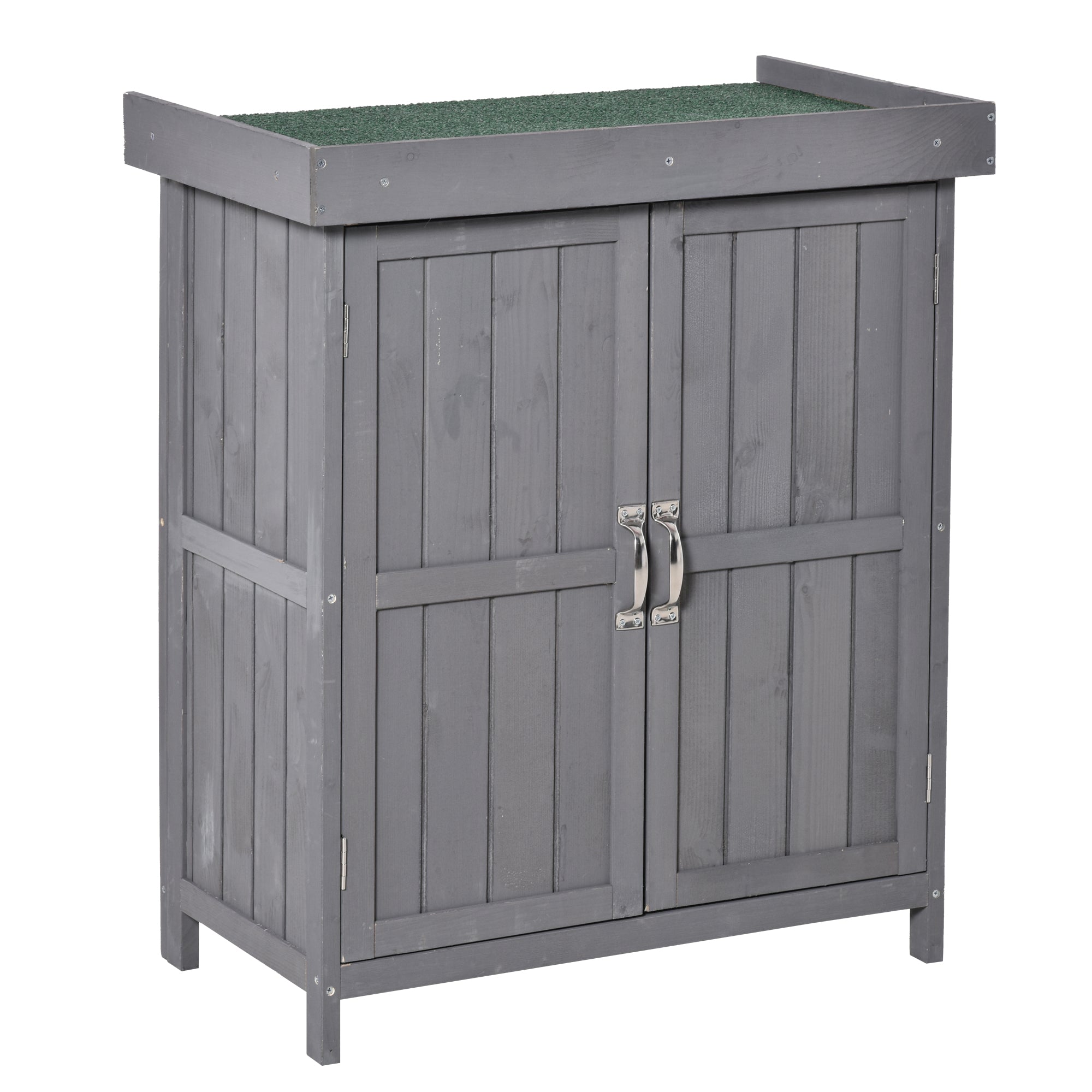 Wooden Garden Tool Storage Shed - Dark Grey 74x43x88cm-Patio & Garden > Lawn & Garden > Sheds > Outdoor Storage Cabinet-DECOROLALA