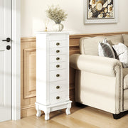 Wooden Jewelry Armoire Cabinet Storage Chest with Drawers and Swing Doors-White-Jewelry Armoires-DECOROLALA