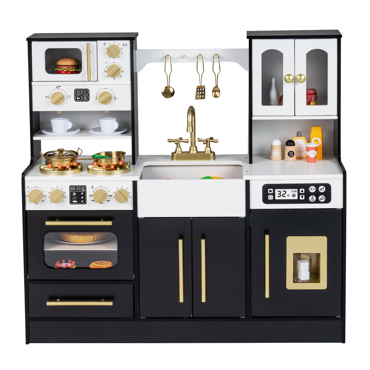 Wooden Kids Kitchen Playset - Lights & Sounds-Play Kitchen Sets-DECOROLALA