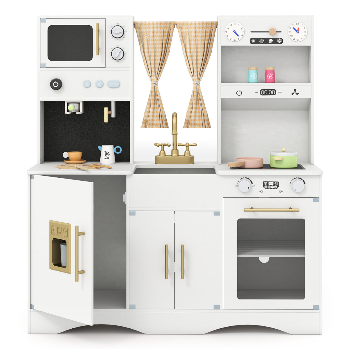 Wooden Kids Kitchen Playset with Accessories - 40" x 43"-Play Kitchen Sets-DECOROLALA