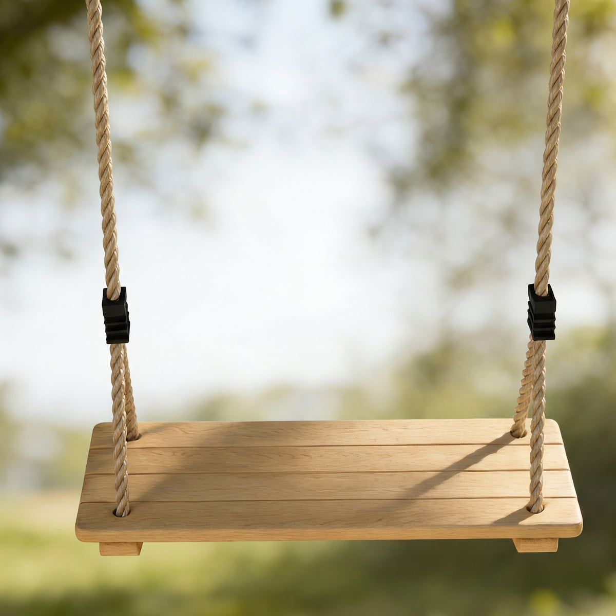 Wooden Swing Seat for Backyard Adjustable Rope Outdoor Playground Playset for Kids with Tree Straps Carabiners-Toys & Games > Kids Outdoor Play > Gym Sets & Swings-DECOROLALA