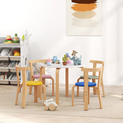 Aosom Wooden Kids Table and 4 Chairs Set - Multi-Colored 3-8 Years-Toys & Games > Toddler & Kids Furniture > Kids Table Sets-DECOROLALA
