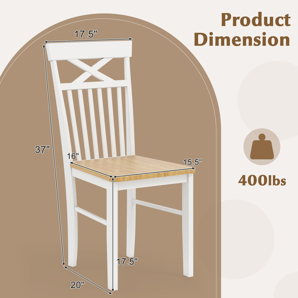 Wooden Kitchen Dining Chair Set of 2 with Rubber Wood Frame-Natural-Dining Chairs-DECOROLALA