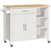 Wooden Kitchen Island Rolling Storage Cart - White-DECOROLALA