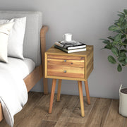 Wooden Nightstand Mid-Century End Side Table with 2 Storage Drawers-Natural-Nightstands-DECOROLALA