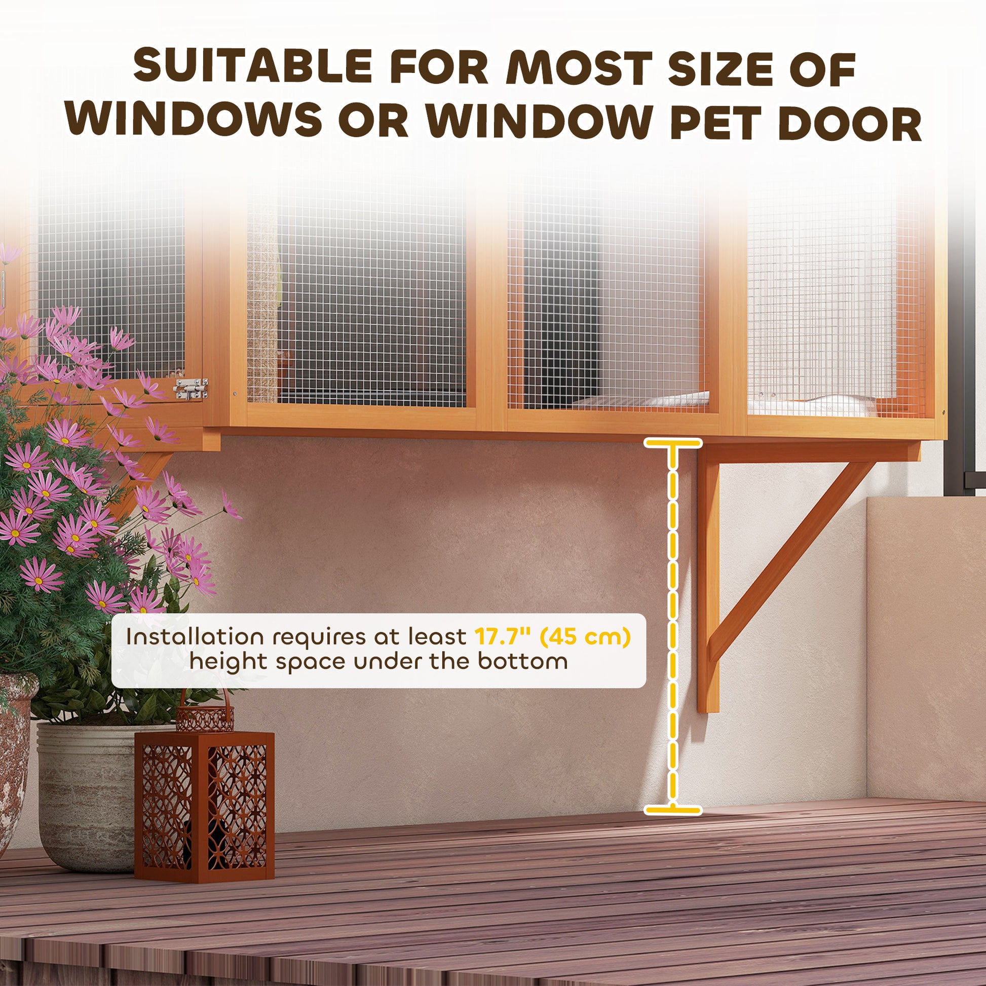Wooden Outdoor Catio - 3-Tier Cat Window Box Enclosure-DECOROLALA