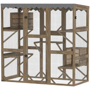 Wooden Outdoor Catio - 59" Cat Enclosure Brown-DECOROLALA