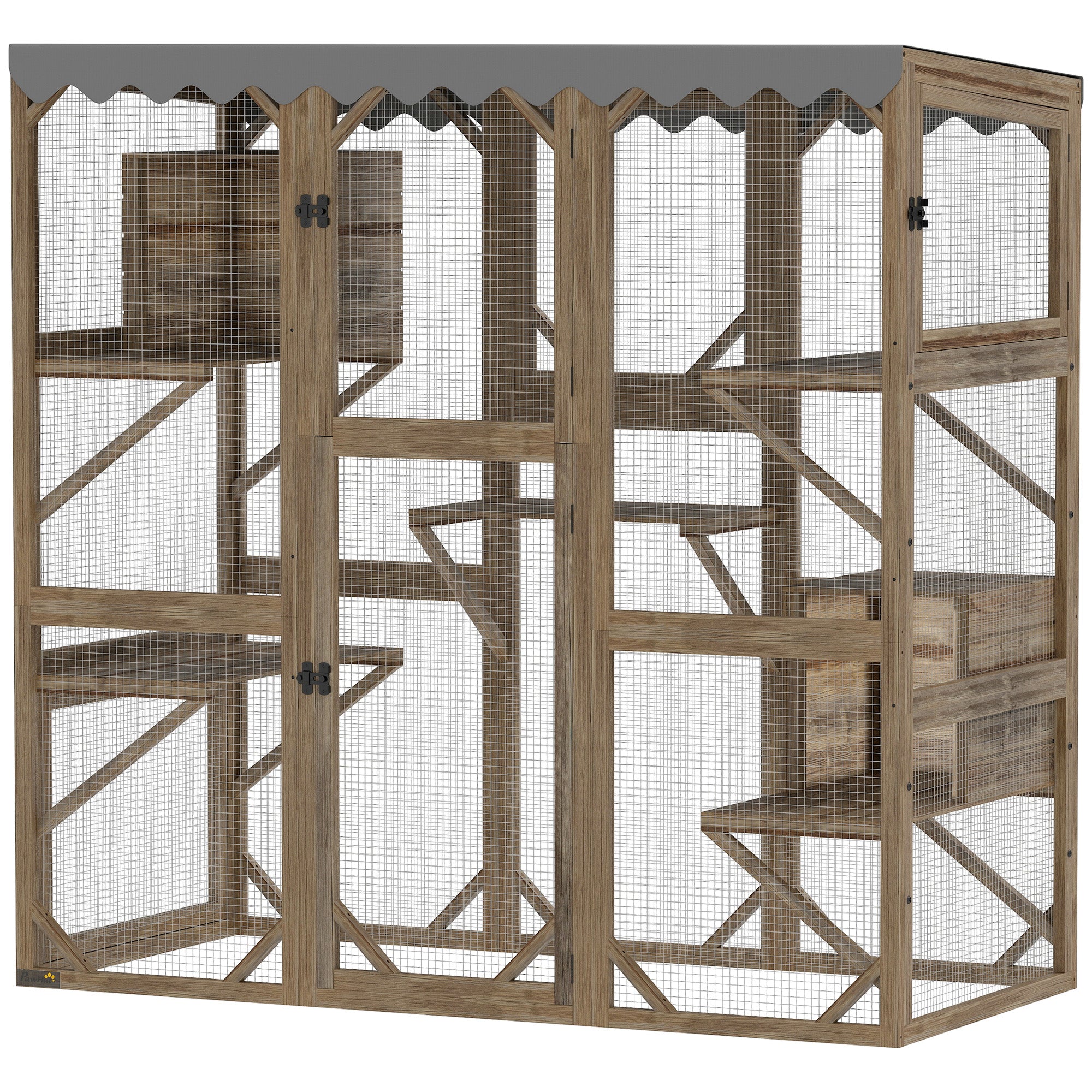 Wooden Outdoor Catio - 59" Cat Enclosure Brown-DECOROLALA