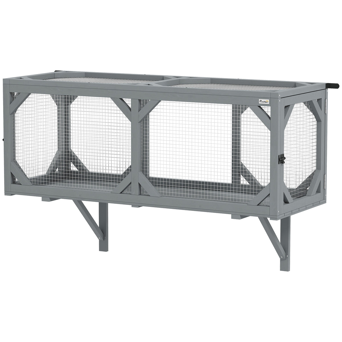 Wooden Outdoor Catio Wall-Mounted Cat Tunnel - Grey Fir Wood-Cat Supplies-DECOROLALA