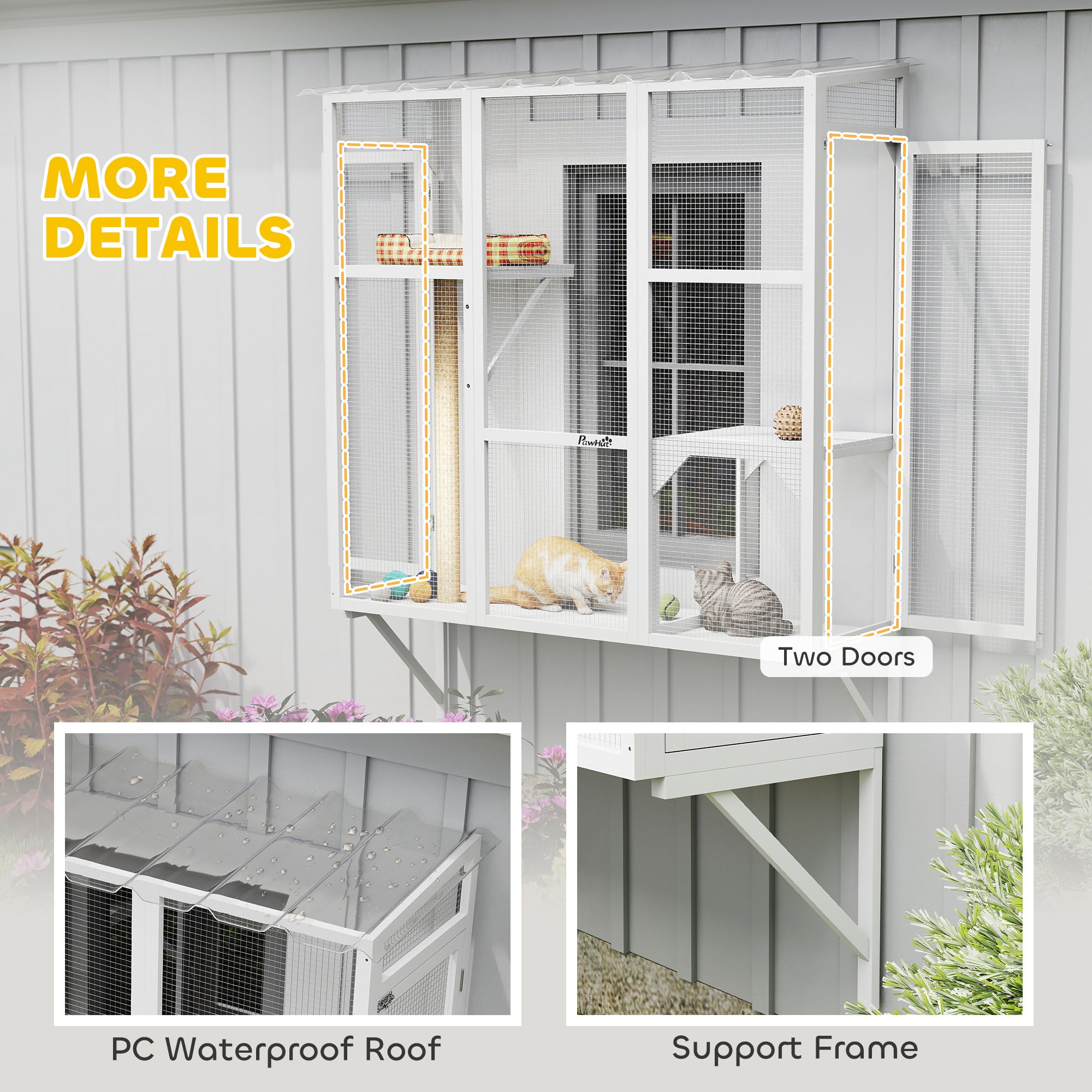Wooden Outdoor Catio - White Window Box Enclosure-DECOROLALA