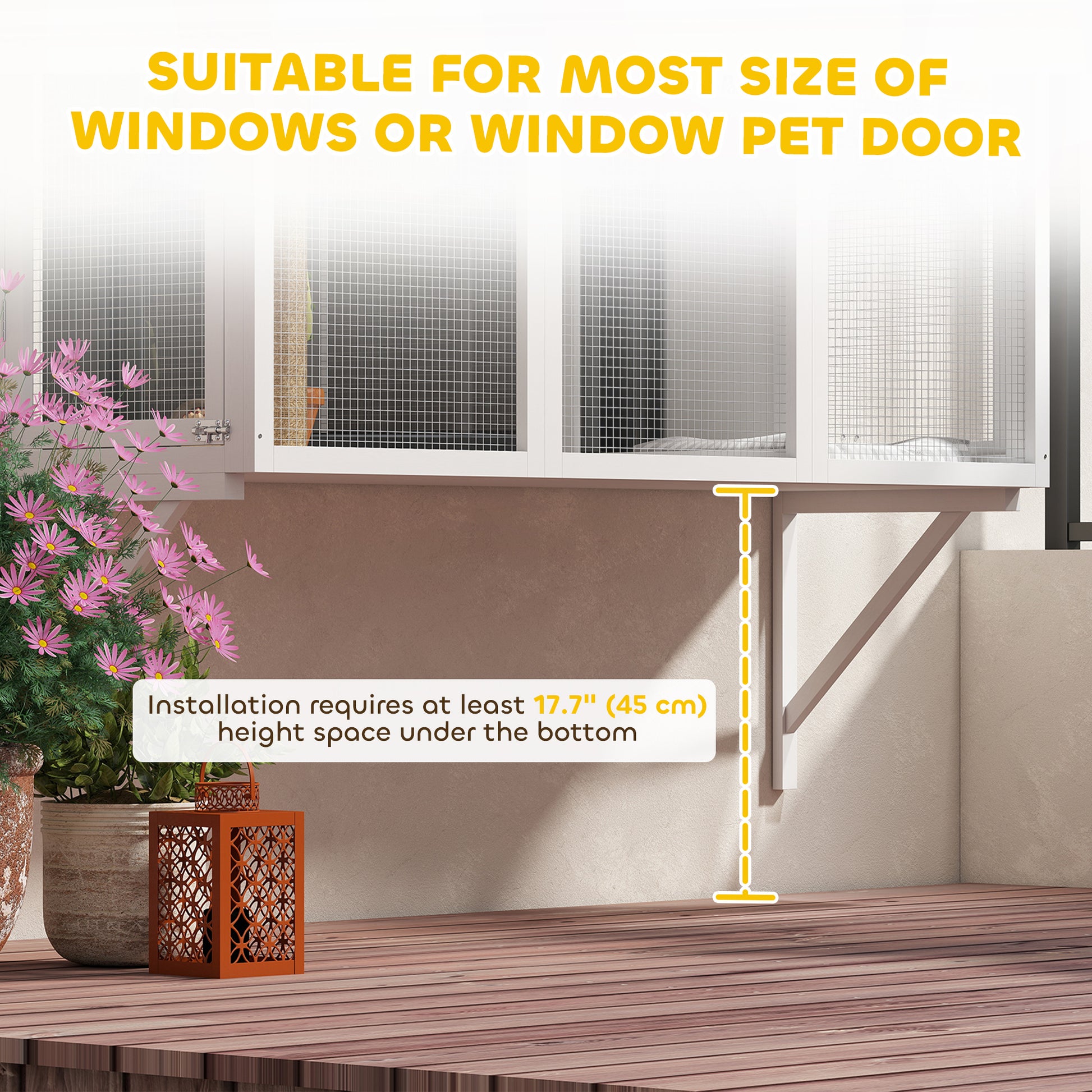 Wooden Outdoor Catio - White Window Box Enclosure-DECOROLALA