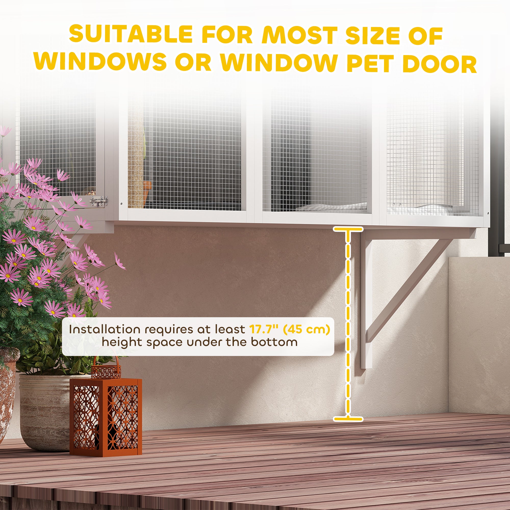 Wooden Outdoor Catio - White Window Box Enclosure-DECOROLALA