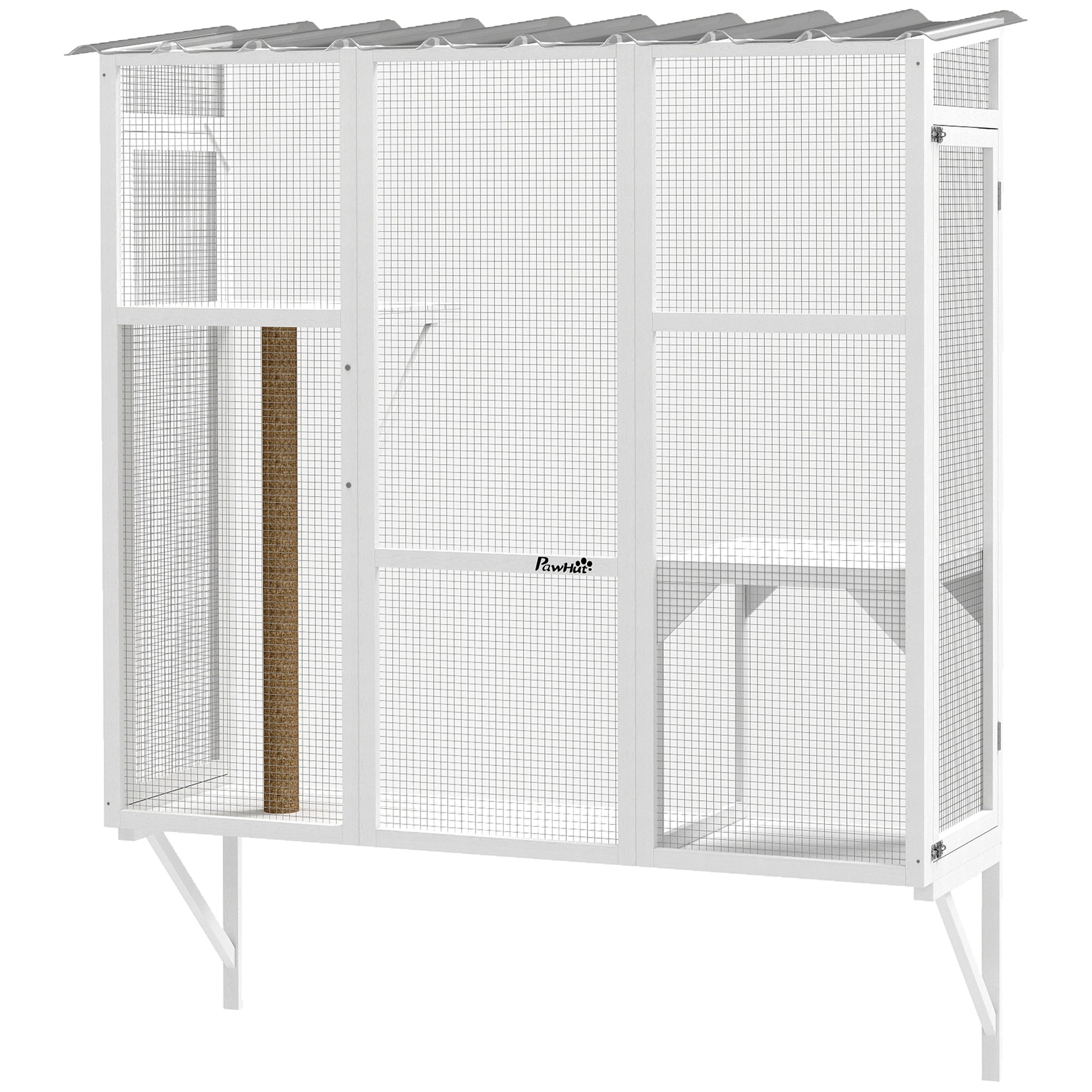 Wooden Outdoor Catio - White Window Box Enclosure-DECOROLALA