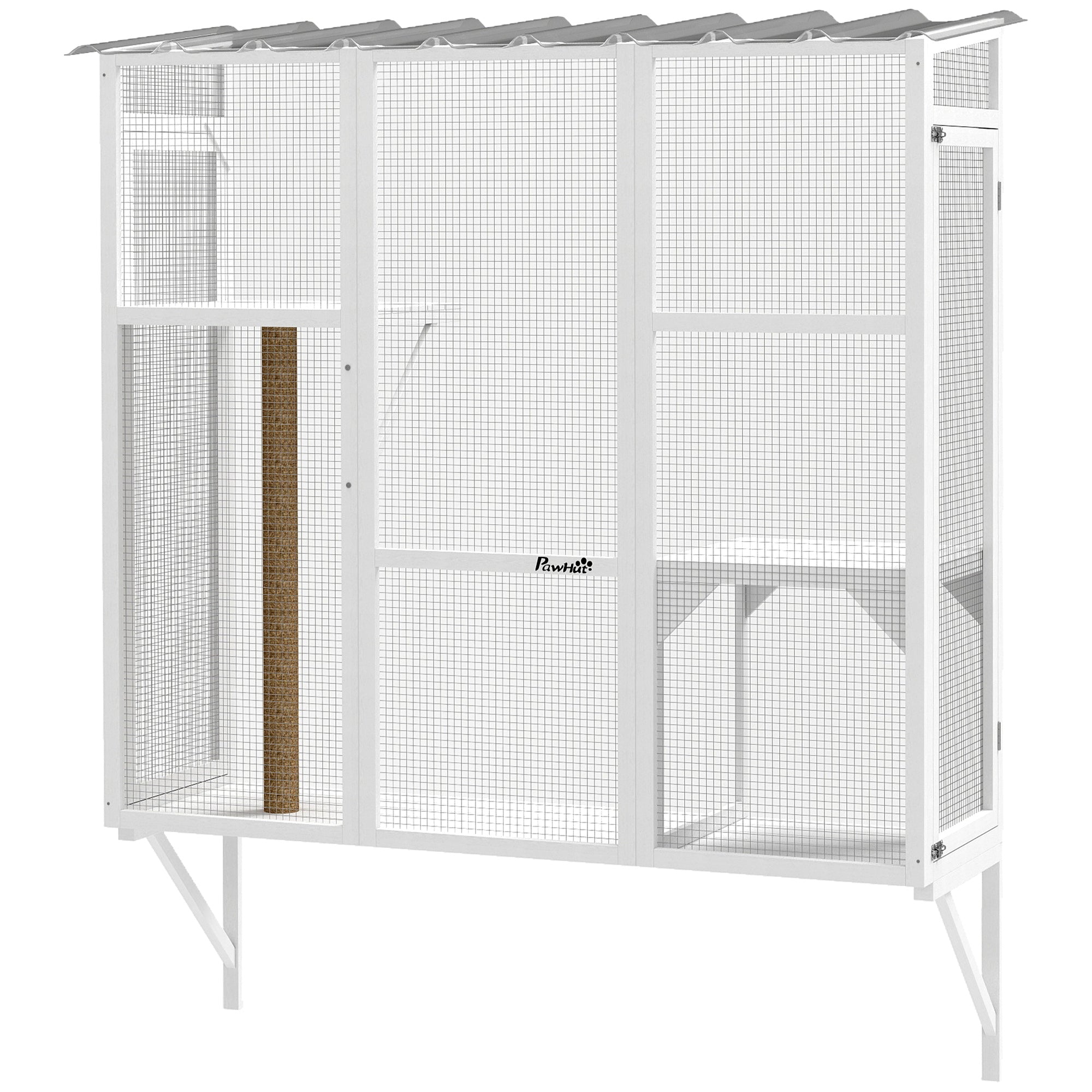 Wooden Outdoor Catio - White Window Box Enclosure-DECOROLALA