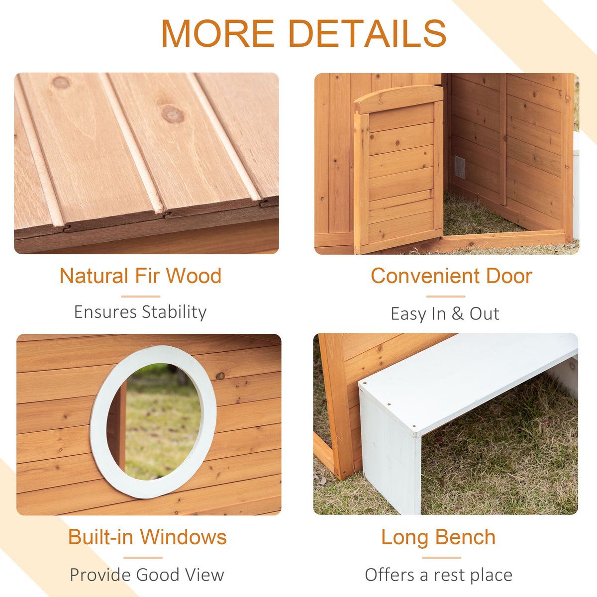Wooden Outdoor Playhouse for Kids with Working Door, Windows, Mailbox, Bench, Flowers Box and Blackboard, Yellow-Toys & Games > Baby & Toddler Toys > Toy Playsets > Play Houses-DECOROLALA