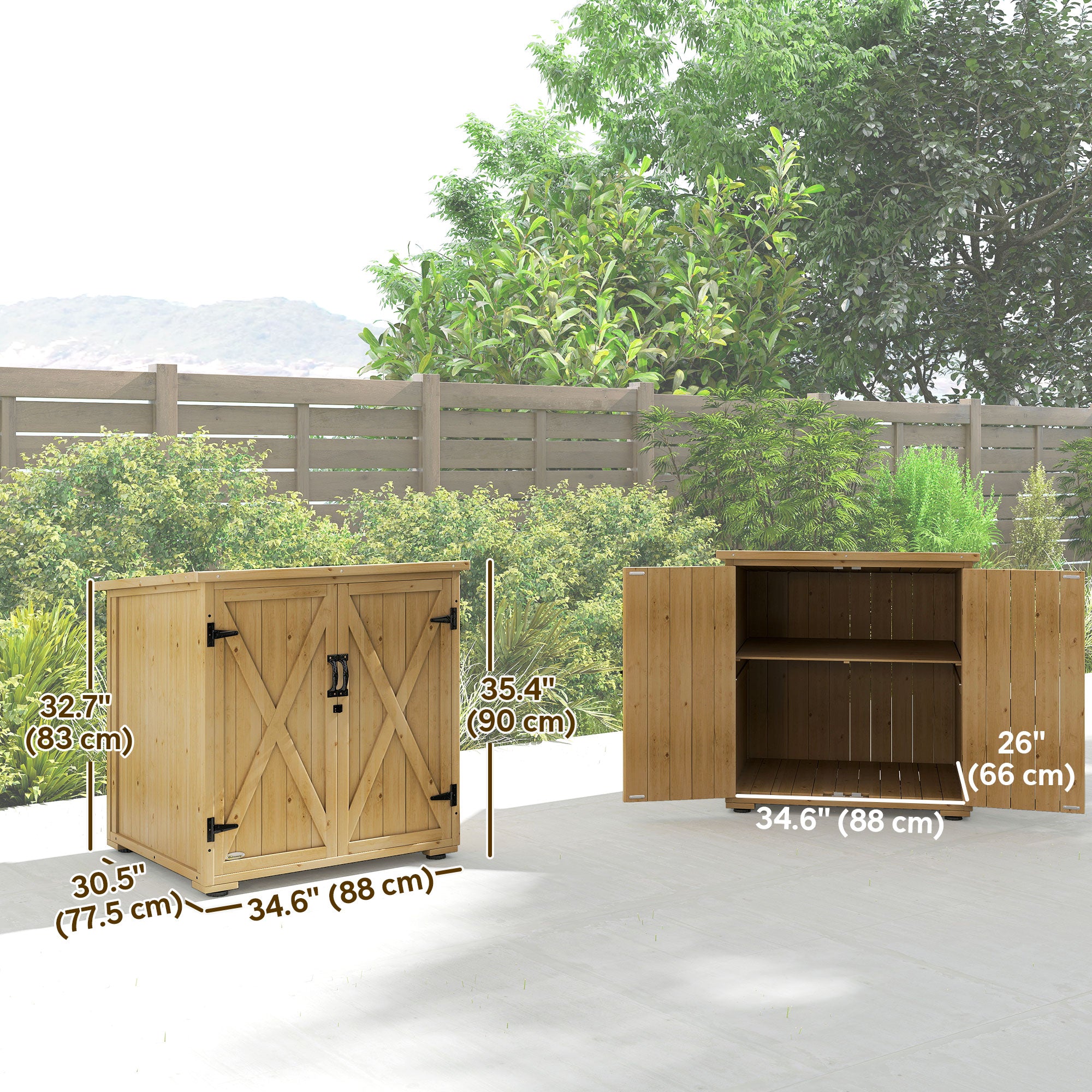 Wooden Outdoor Storage Cabinet - Natural Fir Wood Shed-Patio & Garden > Lawn & Garden > Sheds-DECOROLALA