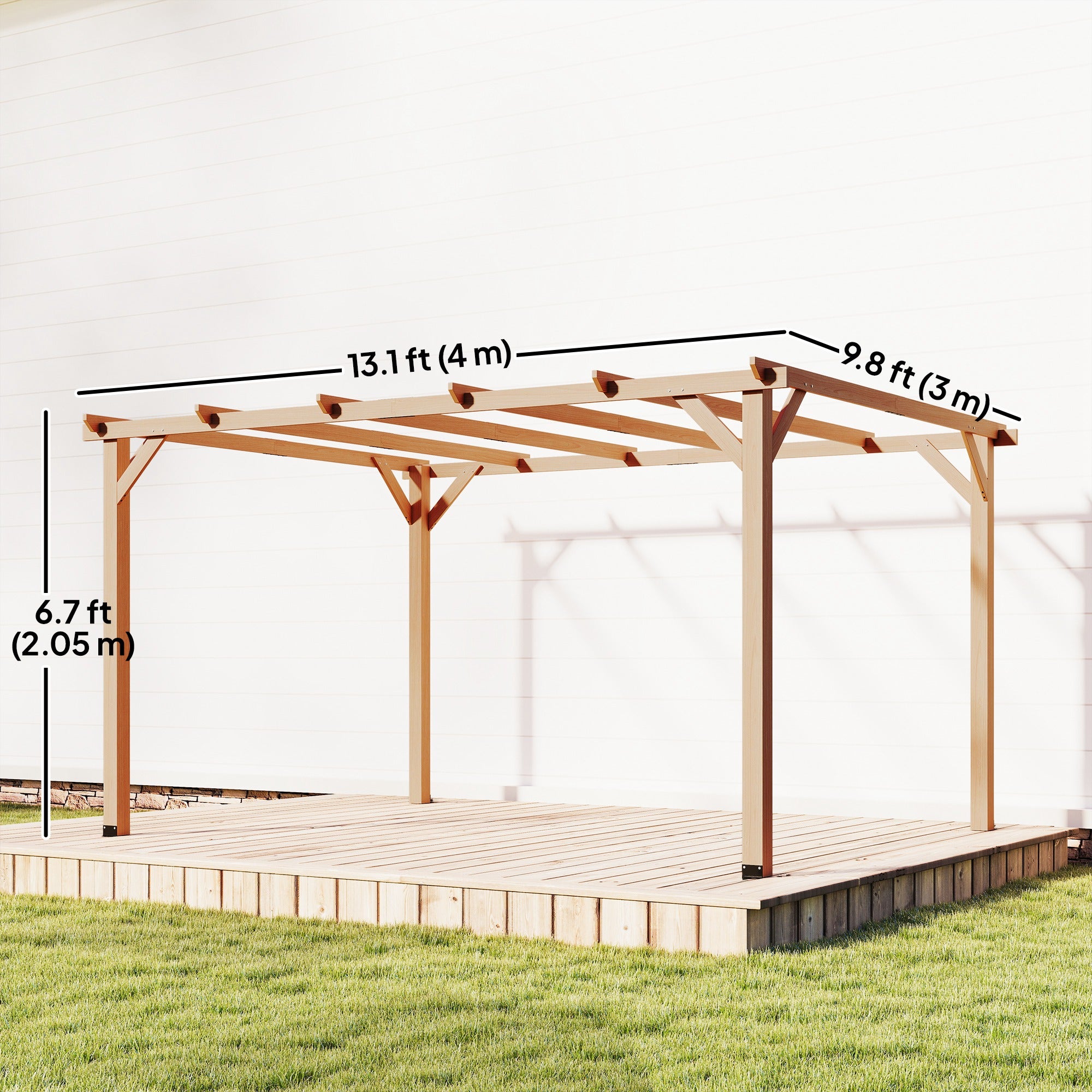 Wooden Pergola 10x13 ft - Natural Wood Gazebo-DECOROLALA