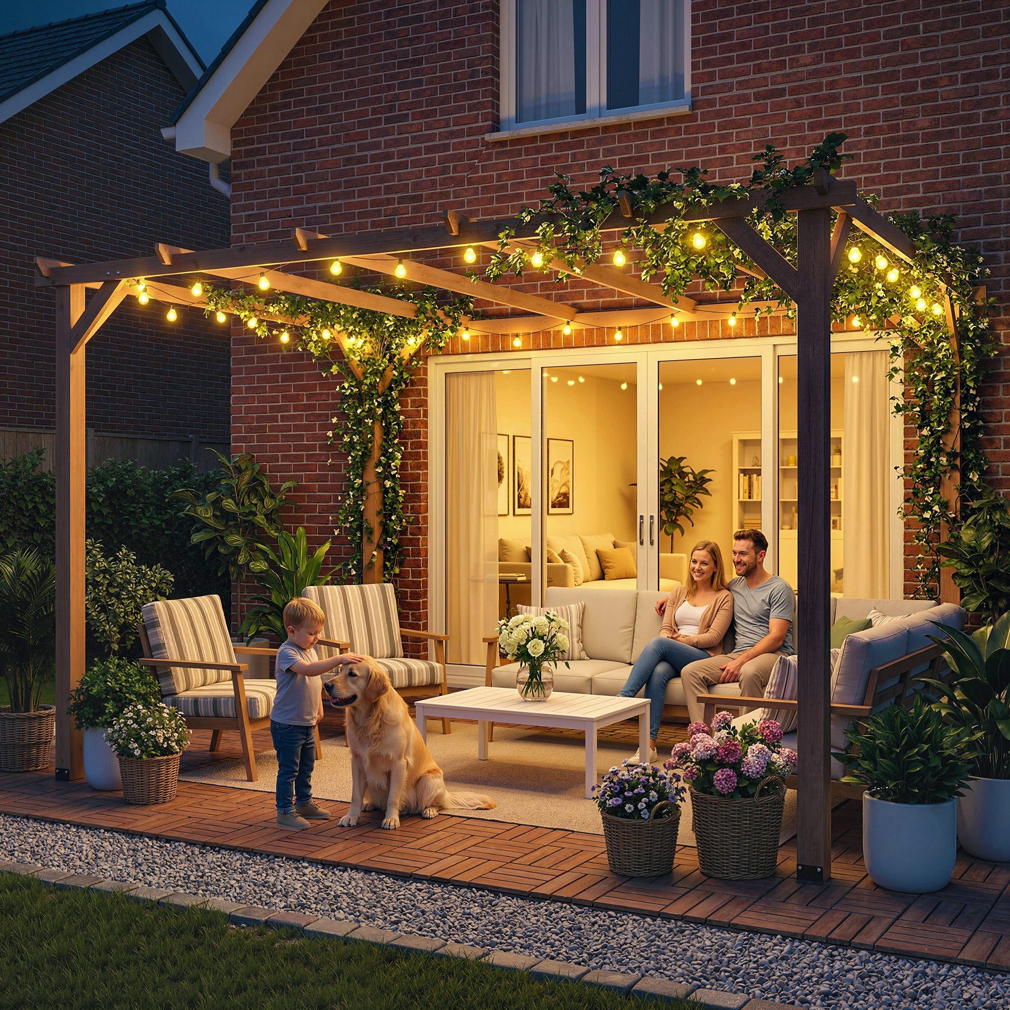 Wooden Pergola 10x13 ft - Natural Wood Gazebo-DECOROLALA
