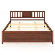 Wooden Platform Bed with Headboard and Slat Support-Queen Size-Simple Bed Frame-DECOROLALA