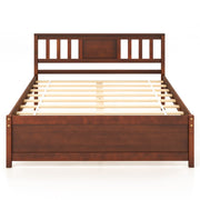 Wooden Platform Bed with Headboard and Wood Slat Support-Full Size-Simple Bed Frame-DECOROLALA