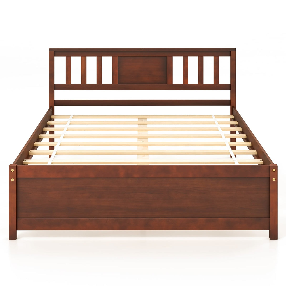 Wooden Platform Bed with Headboard and Wood Slat Support-Full Size-Simple Bed Frame-DECOROLALA