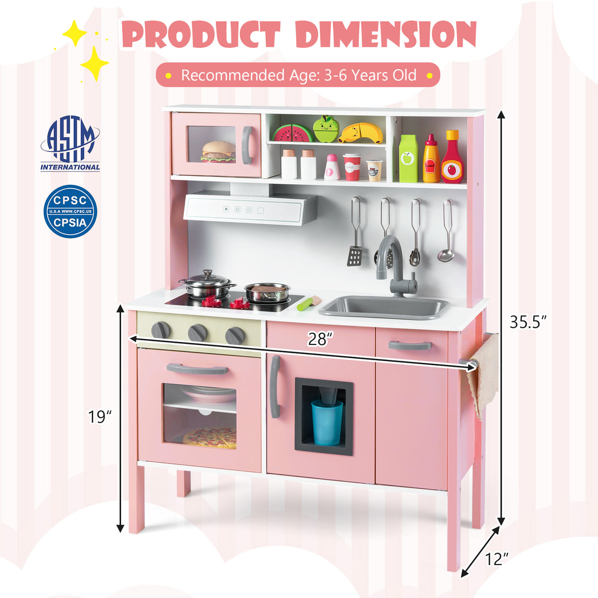 Wooden Pretend Play Kitchen Set for Toddlers