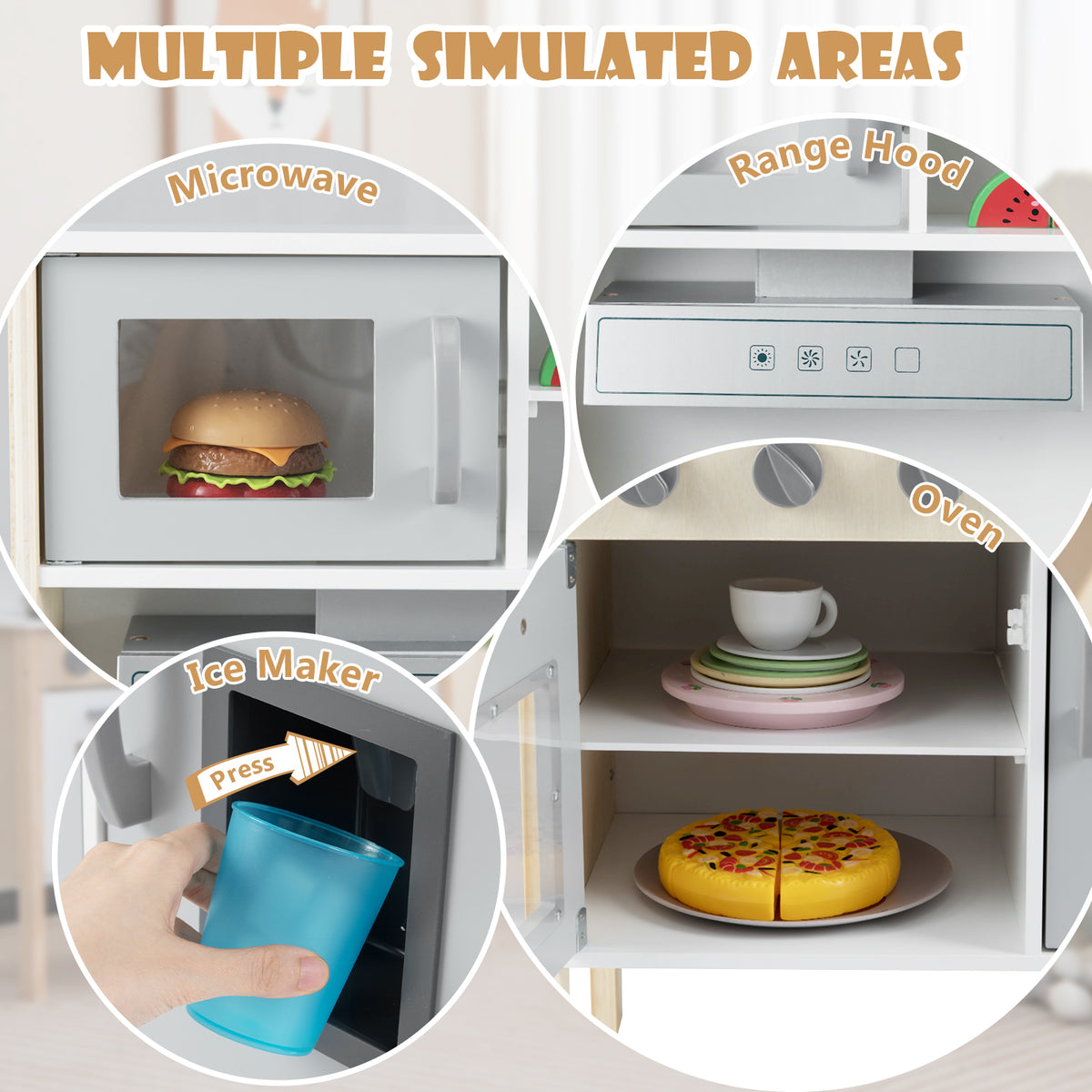 Wooden Pretend Play Kitchen Set for Toddlers