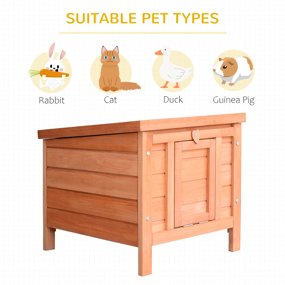 Wooden Rabbit Hutch - 20" x 16.5" x 17" Orange Fir Wood Cage-Small Animals-DECOROLALA