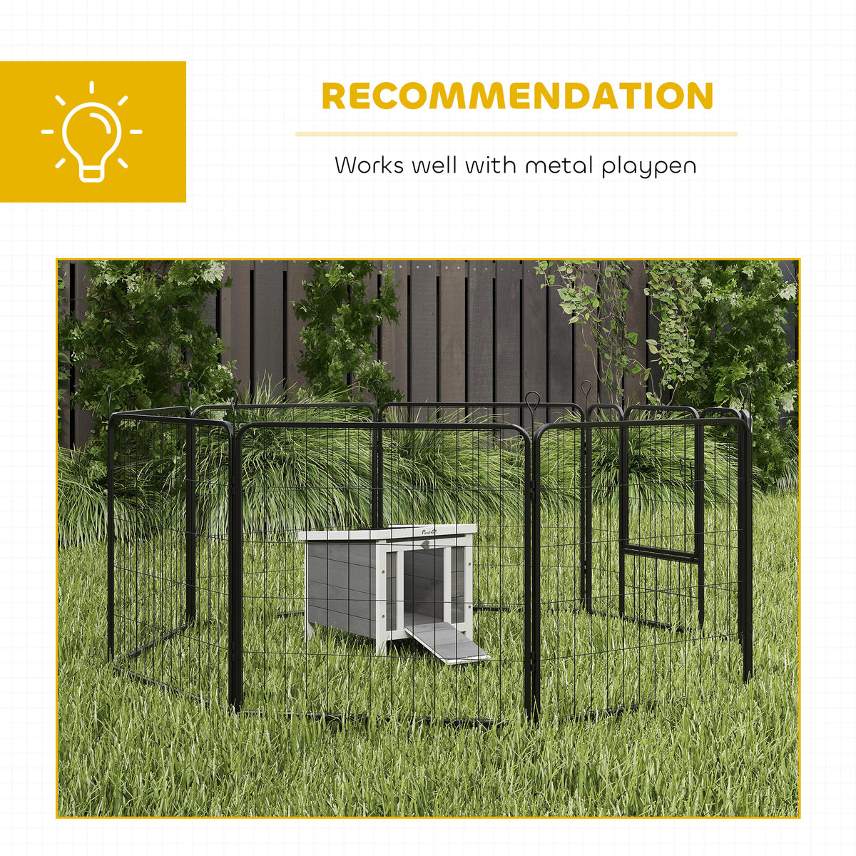 Wooden Rabbit Hutch - Grey 20" x 16.5" x 17" Waterproof Fir Wood-Small Animals-DECOROLALA