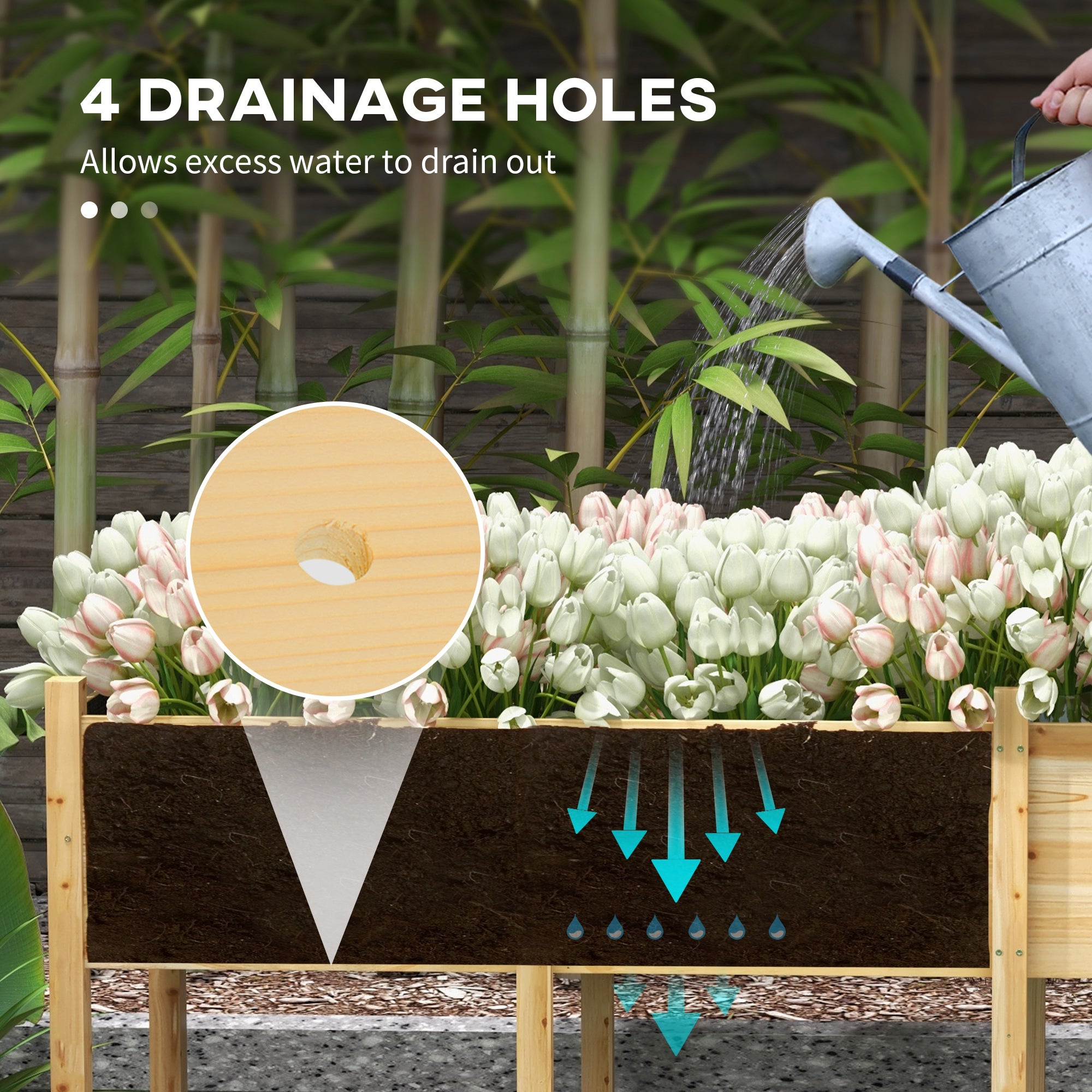 Wooden Raised Garden Bed - 7.4' Large Elevated Planter-DECOROLALA