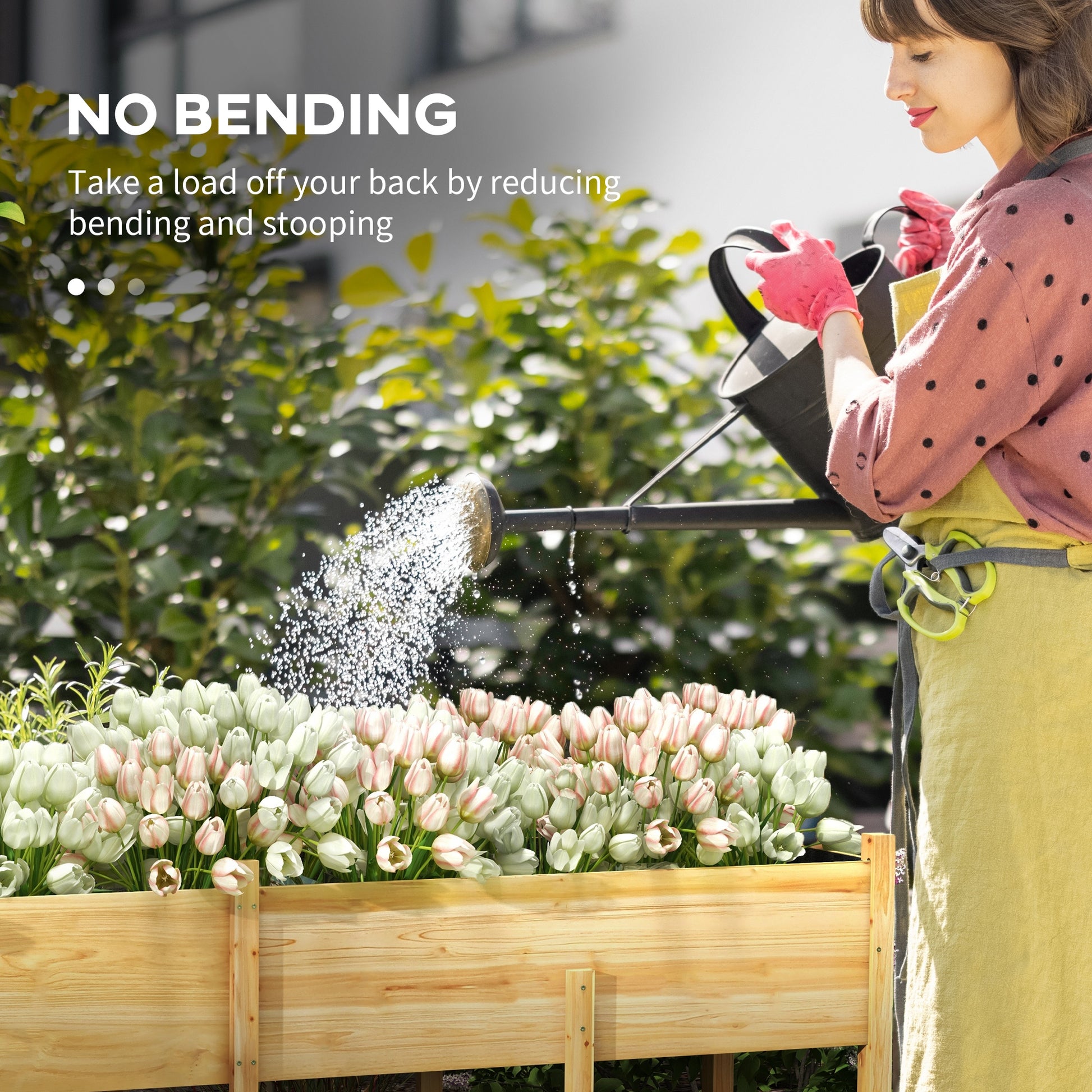 Wooden Raised Garden Bed - 7.4' Large Elevated Planter-DECOROLALA