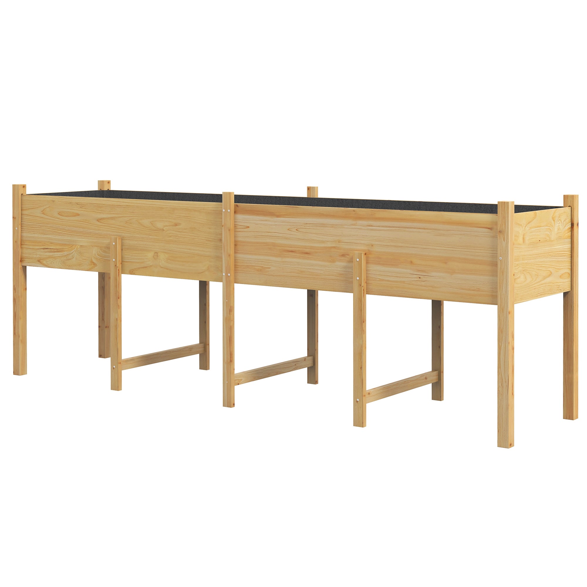 Wooden Raised Garden Bed - 7.4' Large Elevated Planter-DECOROLALA