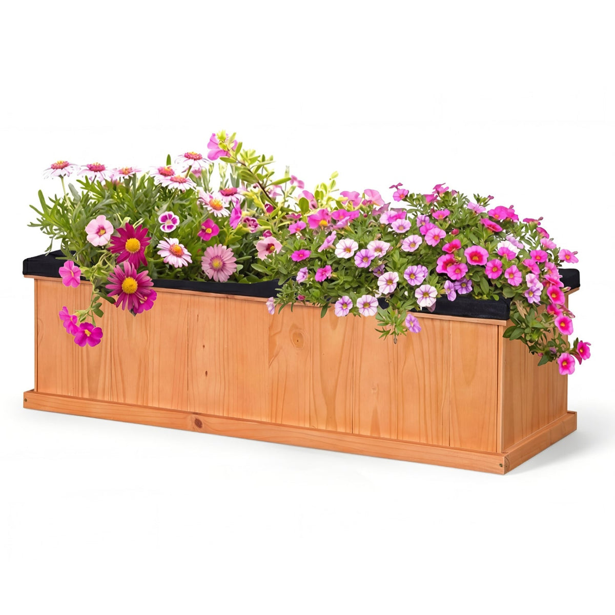Wooden Raised Garden Bed with Drainage Holes and Liner Solid Fir Wood Planter Box-XL-Raised Garden Beds-DECOROLALA