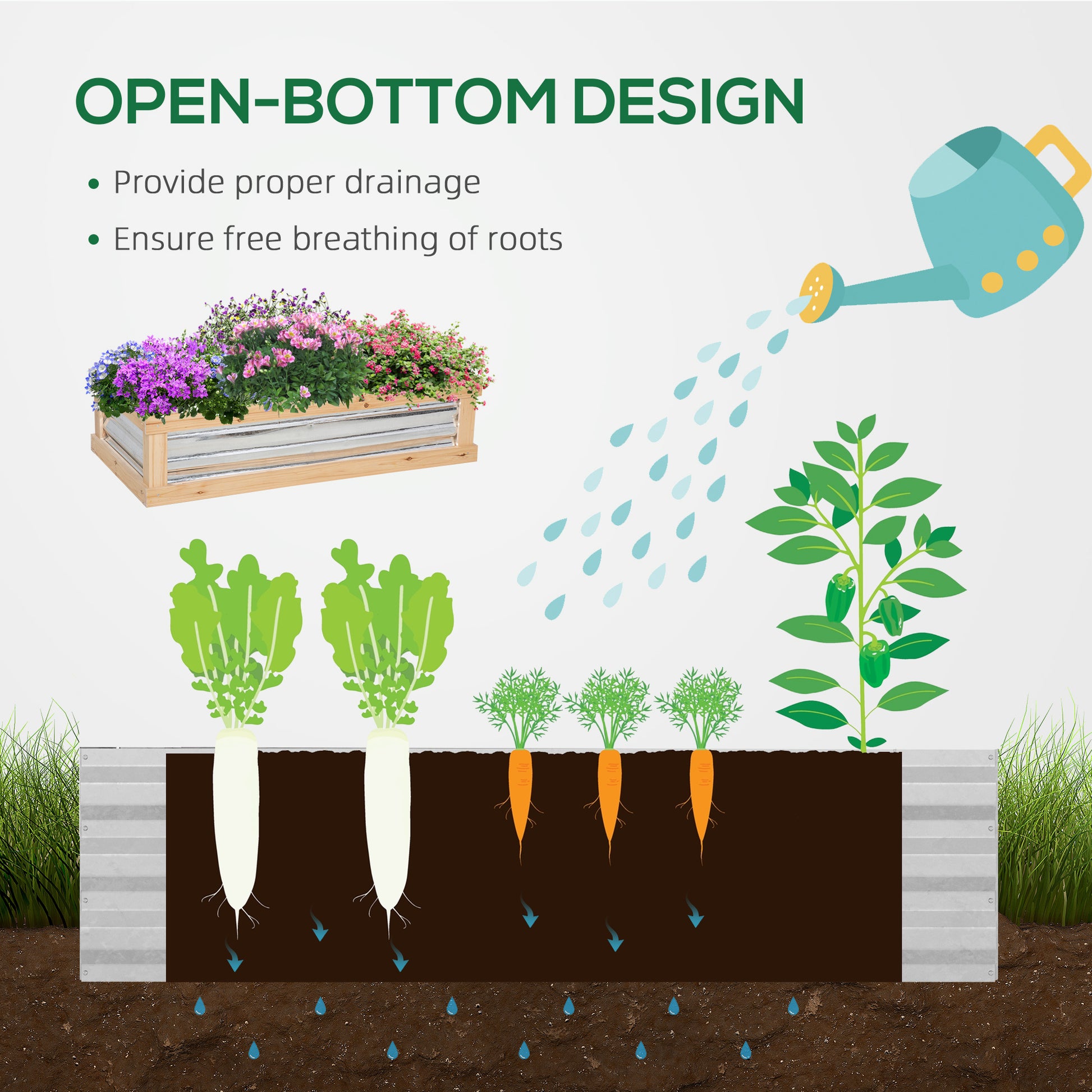 Wooden Raised Garden Bed with Greenhouse Kit - 48" x 24" Natural-DECOROLALA