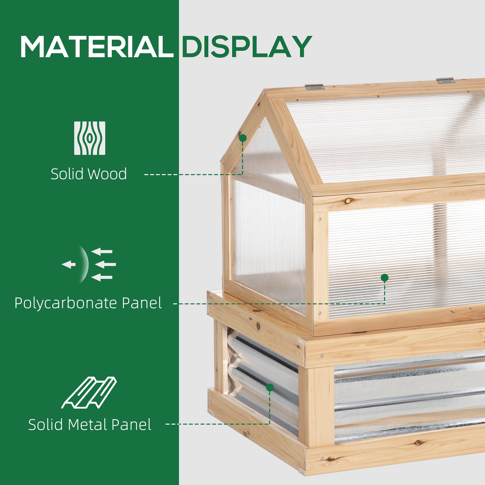 Wooden Raised Garden Bed with Greenhouse Kit - 48" x 24" Natural-DECOROLALA