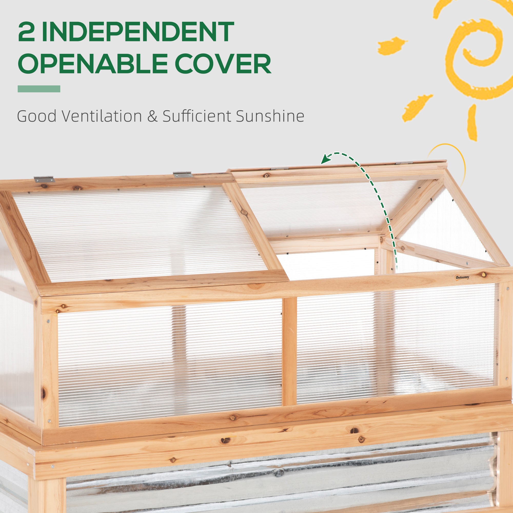Wooden Raised Garden Bed with Greenhouse Kit - 48" x 24" Natural-DECOROLALA