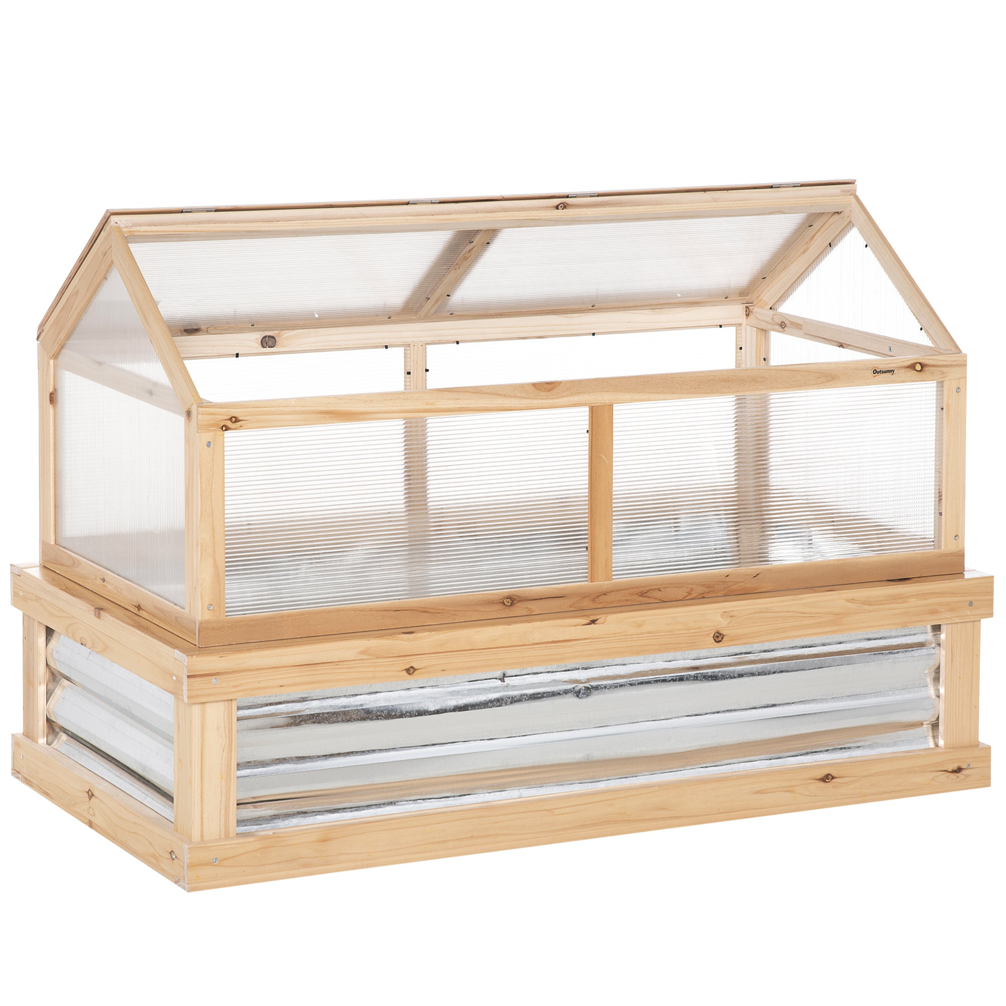 Wooden Raised Garden Bed with Greenhouse Kit - 48" x 24" Natural-DECOROLALA