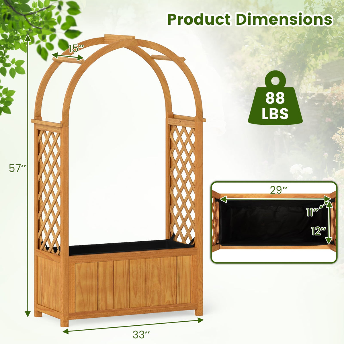 Wooden Raised Garden Bed with Lattice Trellis and Arched Roof-Orange-Raised Garden Beds-DECOROLALA