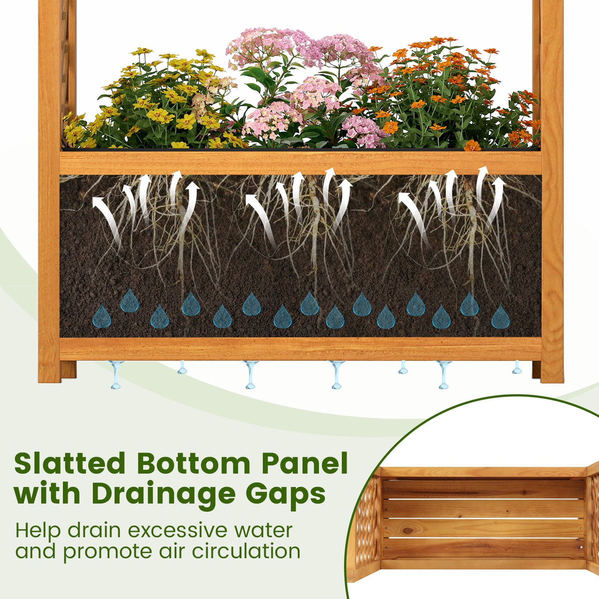 Wooden Raised Garden Bed with Lattice Trellis and Arched Roof-Orange-Raised Garden Beds-DECOROLALA