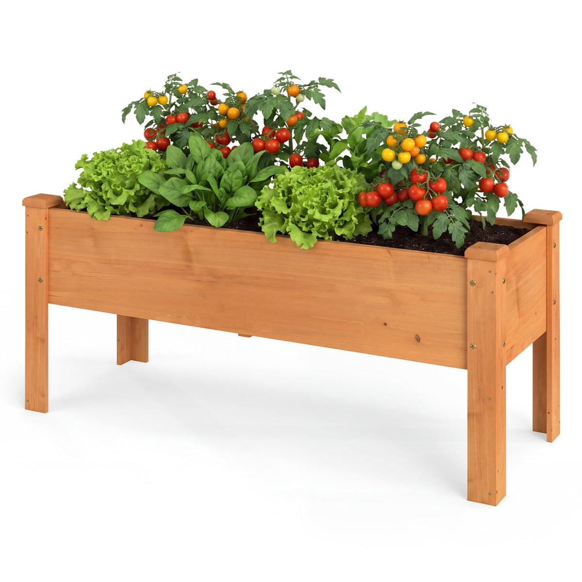 Wooden Raised Garden Bed with Legs Elevated Planter Box with Drainage Holes-Orange-Raised Garden Beds-DECOROLALA
