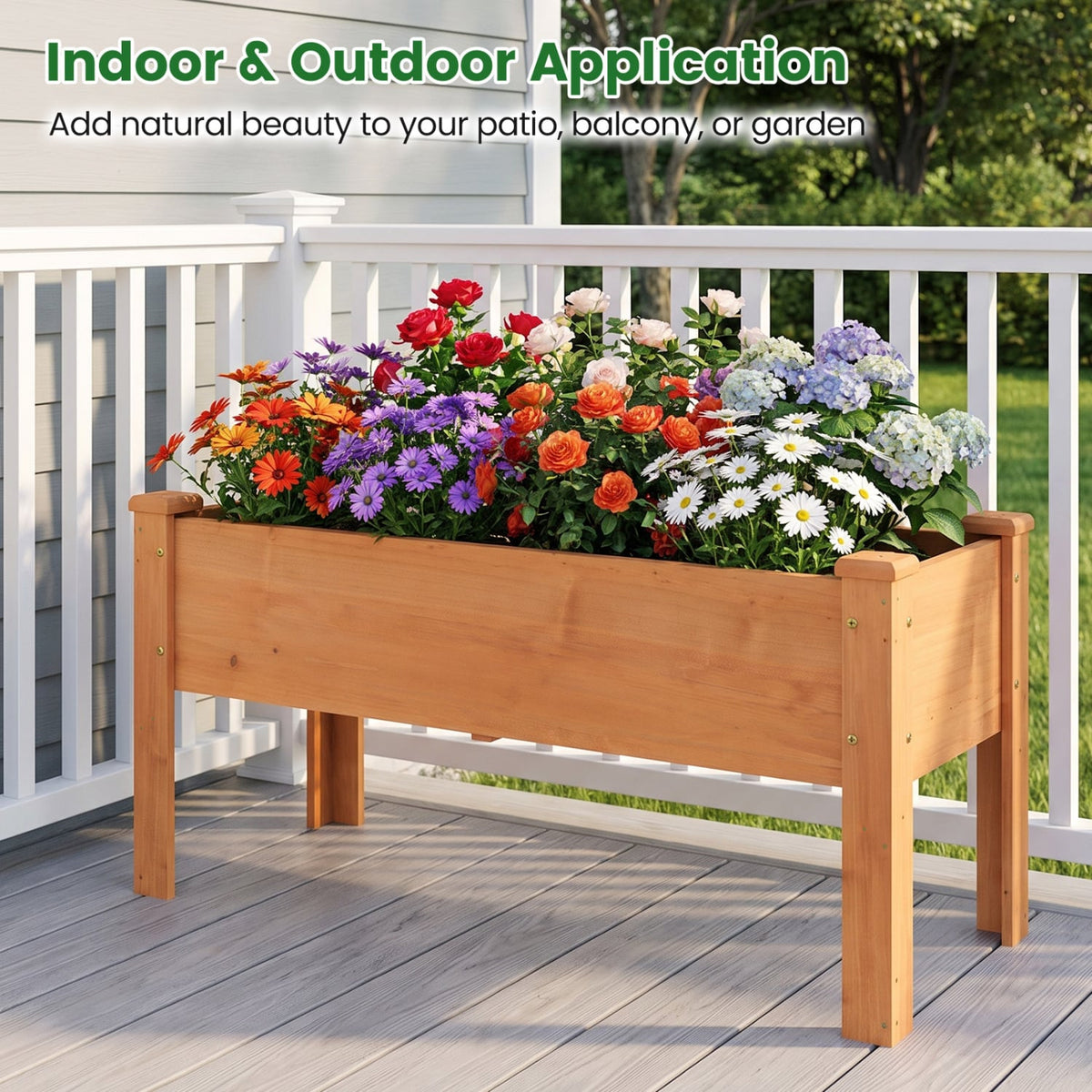 Wooden Raised Garden Bed with Legs Elevated Planter Box with Drainage Holes-Orange-Raised Garden Beds-DECOROLALA
