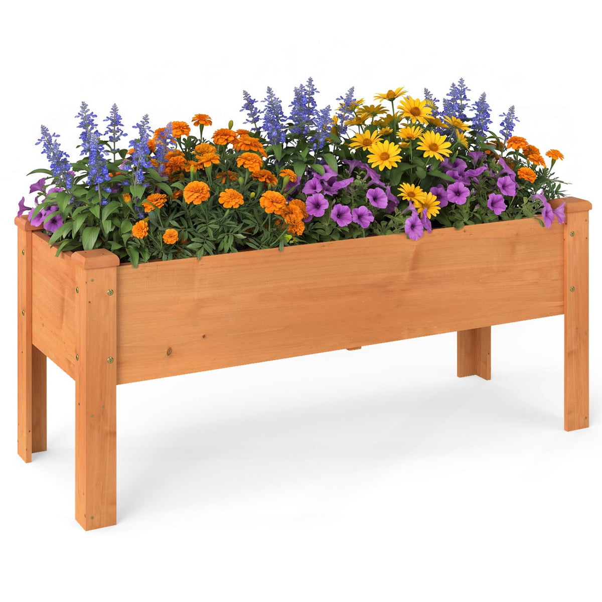 Wooden Raised Garden Bed with Legs Elevated Planter Box with Drainage Holes-Orange-Raised Garden Beds-DECOROLALA