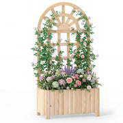 Wooden Raised Garden Bed with Trellis 48 Inch Outdoor Screen-Natural-Raised Garden Beds-DECOROLALA