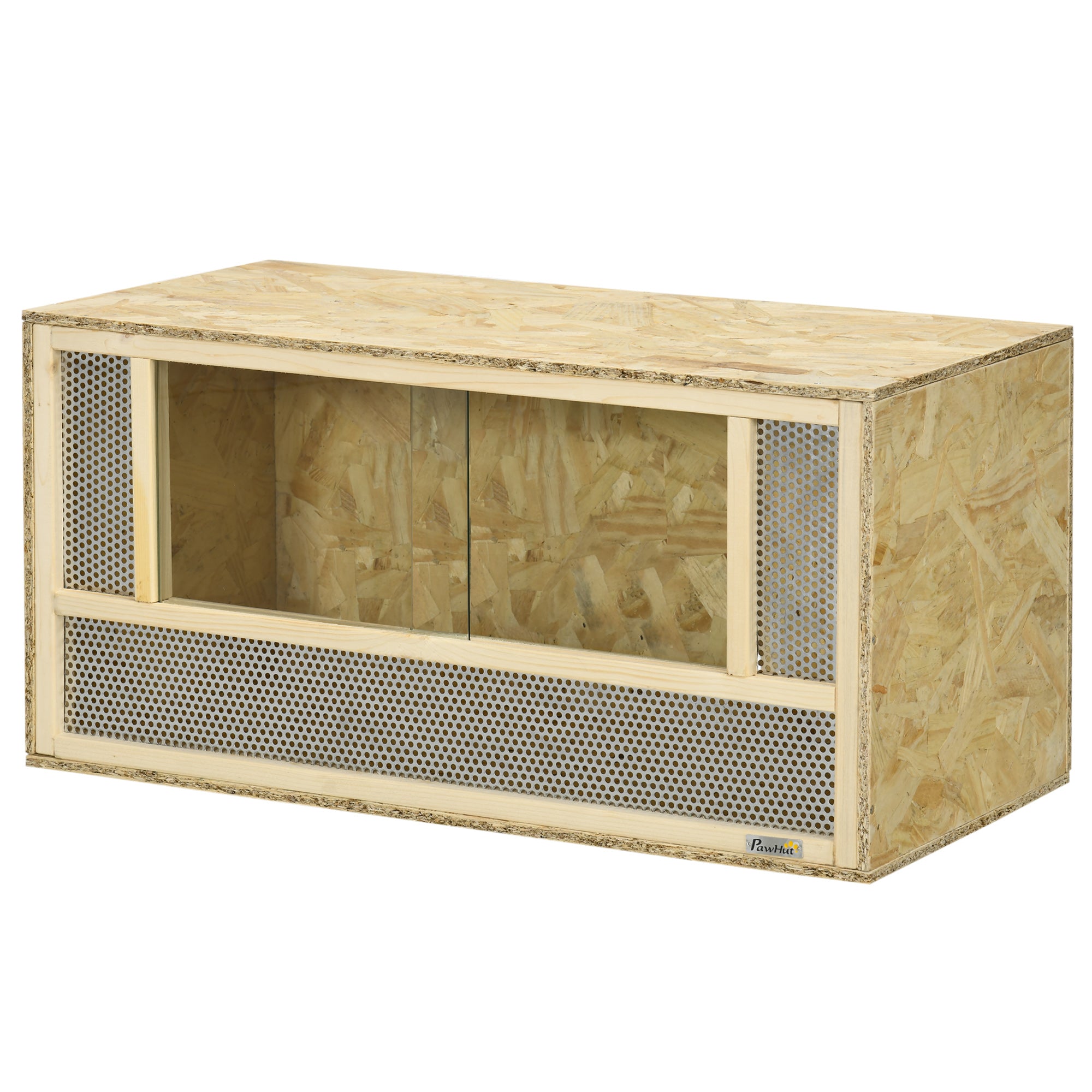 Wooden Reptile Terrarium - 31.5" x 15.7" OSB Habitat with Glass Doors-Small Animals-DECOROLALA