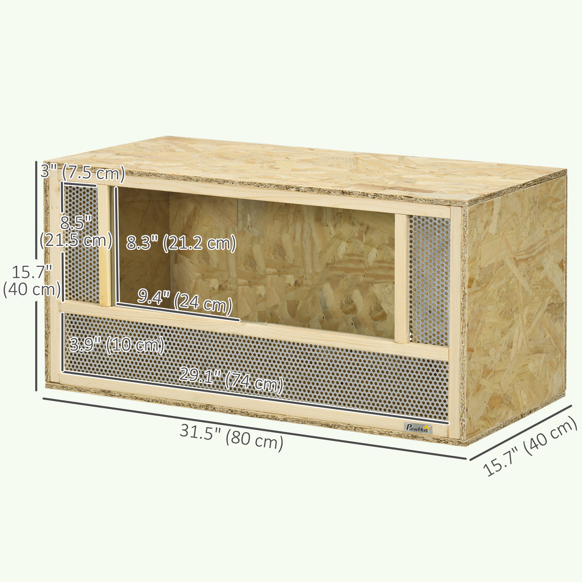 Wooden Reptile Terrarium - 31.5" x 15.7" OSB Habitat with Glass Doors-Small Animals-DECOROLALA