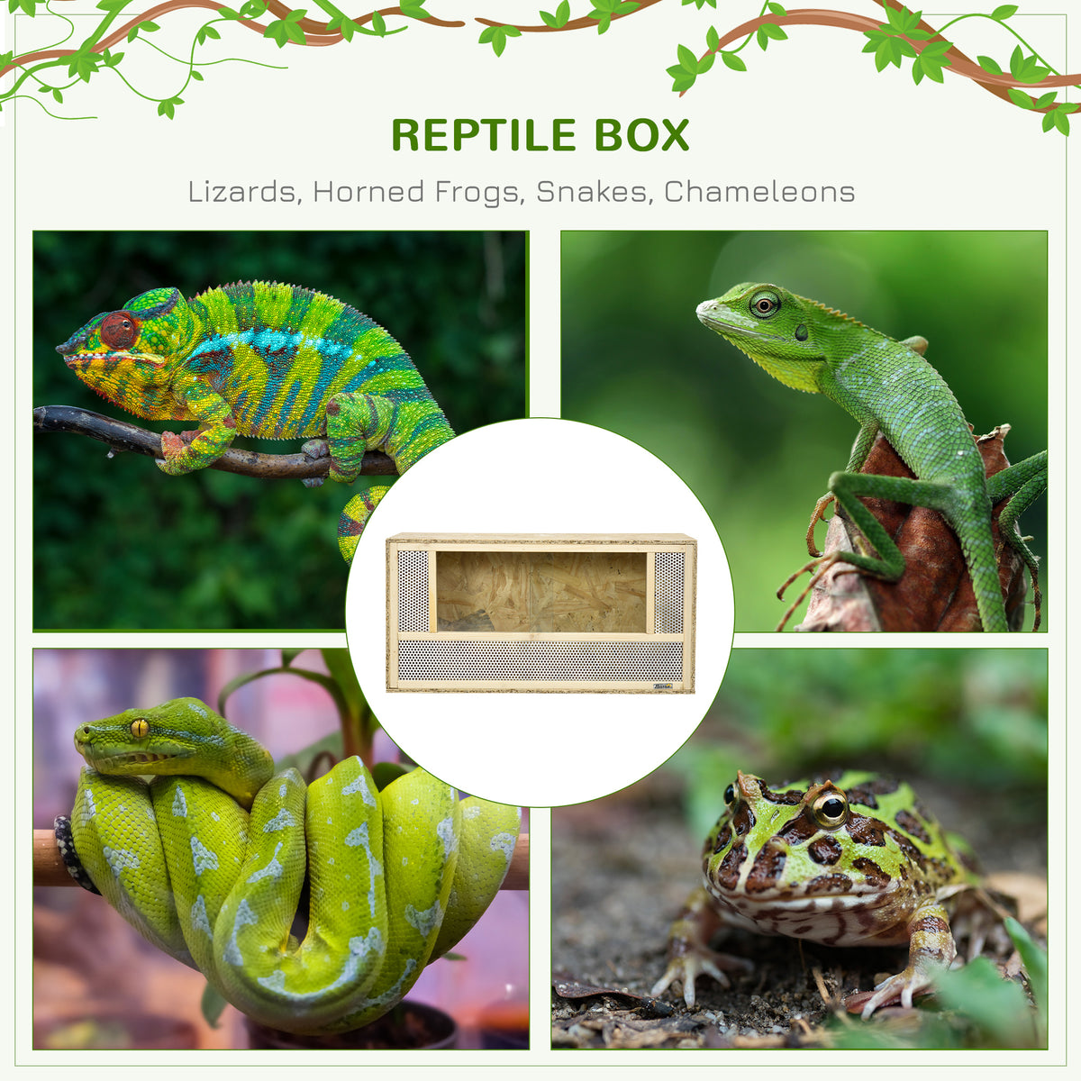 Wooden Reptile Terrarium - 31.5" x 15.7" OSB Habitat with Glass Doors-Small Animals-DECOROLALA