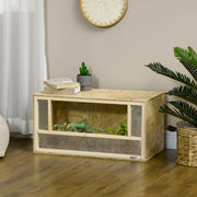 Wooden Reptile Terrarium - 31.5" x 15.7" OSB Habitat with Glass Doors-Small Animals-DECOROLALA