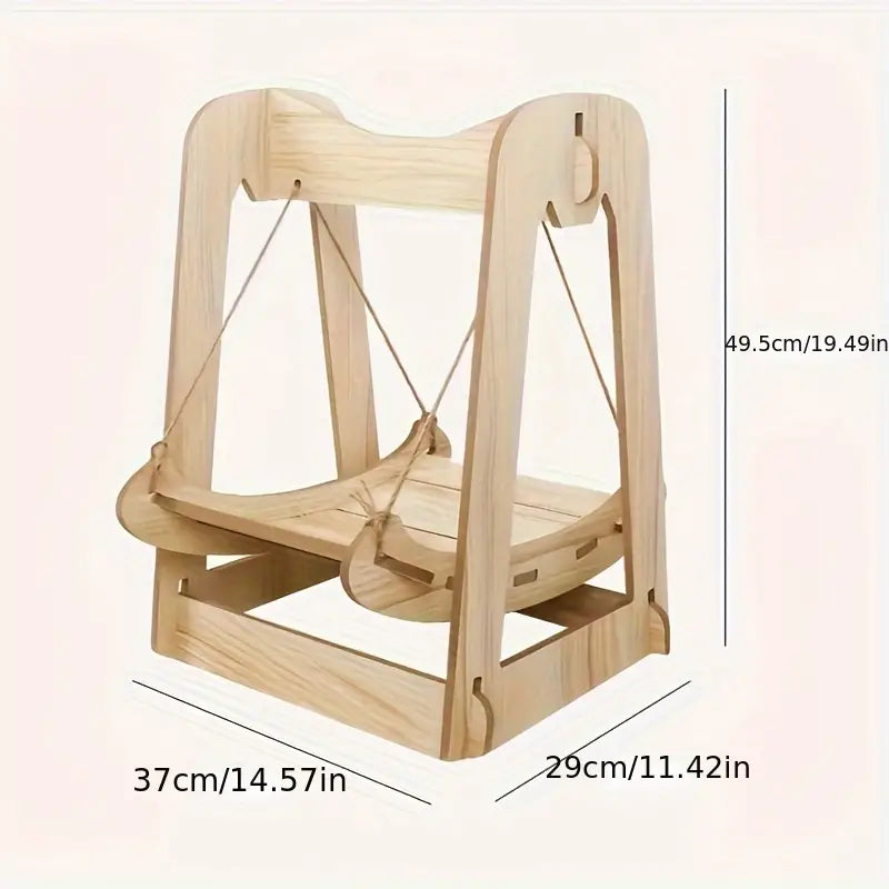 Wooden Rocking Bed Cat Furniture - Double Layer Cat Hammock-Cat Furniture-DECOROLALA
